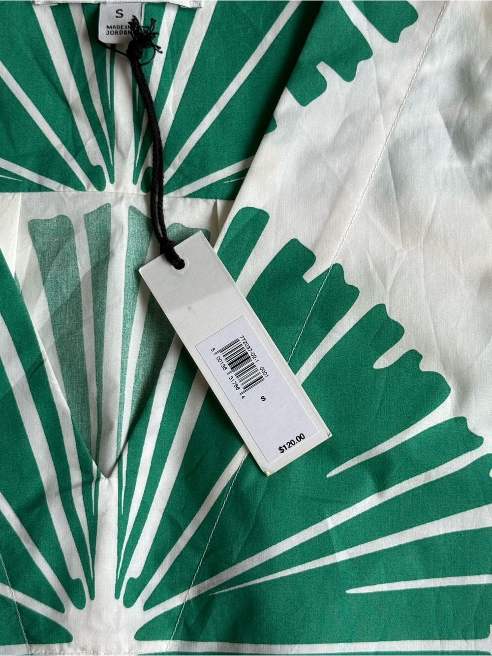 Banana Republic White Poplin Swing Mini Dress with Green Radiant Print NWT - Picture 9 of 11
